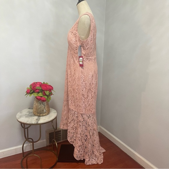 # Vince Camuto Apricot Floral Lace High-Low Cocktail Dress- New With Tag - Picture 12 of 17